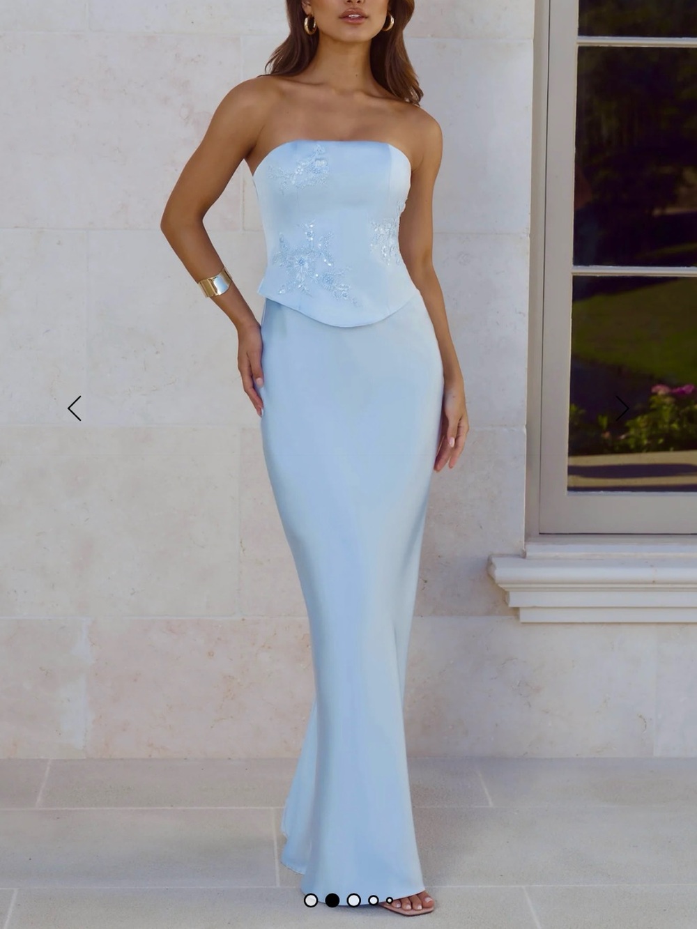 Hello Molly Golden Isle Strapless Maxi Dress Blue